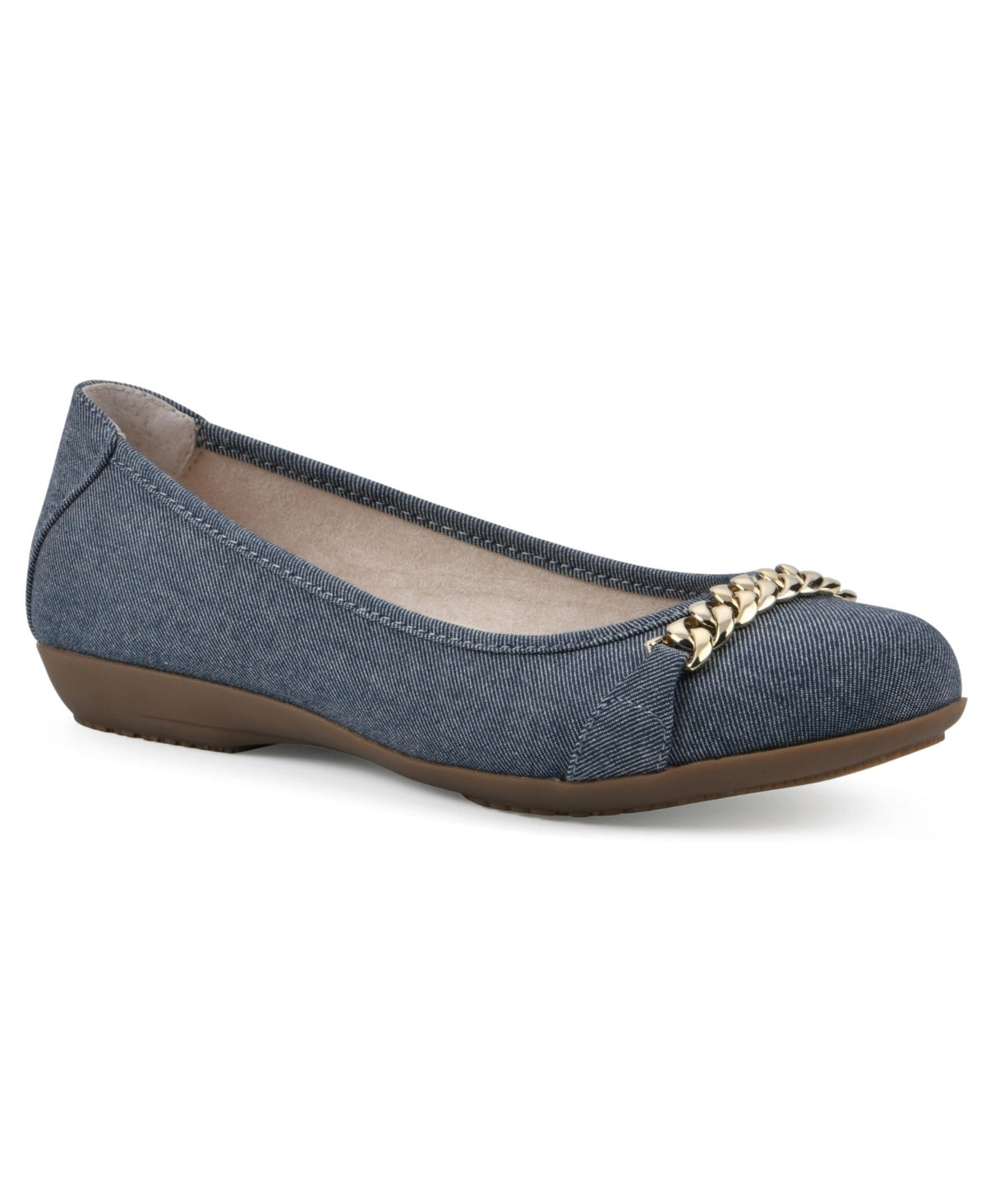 Cliffs by White Mountain Women's Charmed Ballet Flats - Denim Blue Fabric Size 9 - Bellso